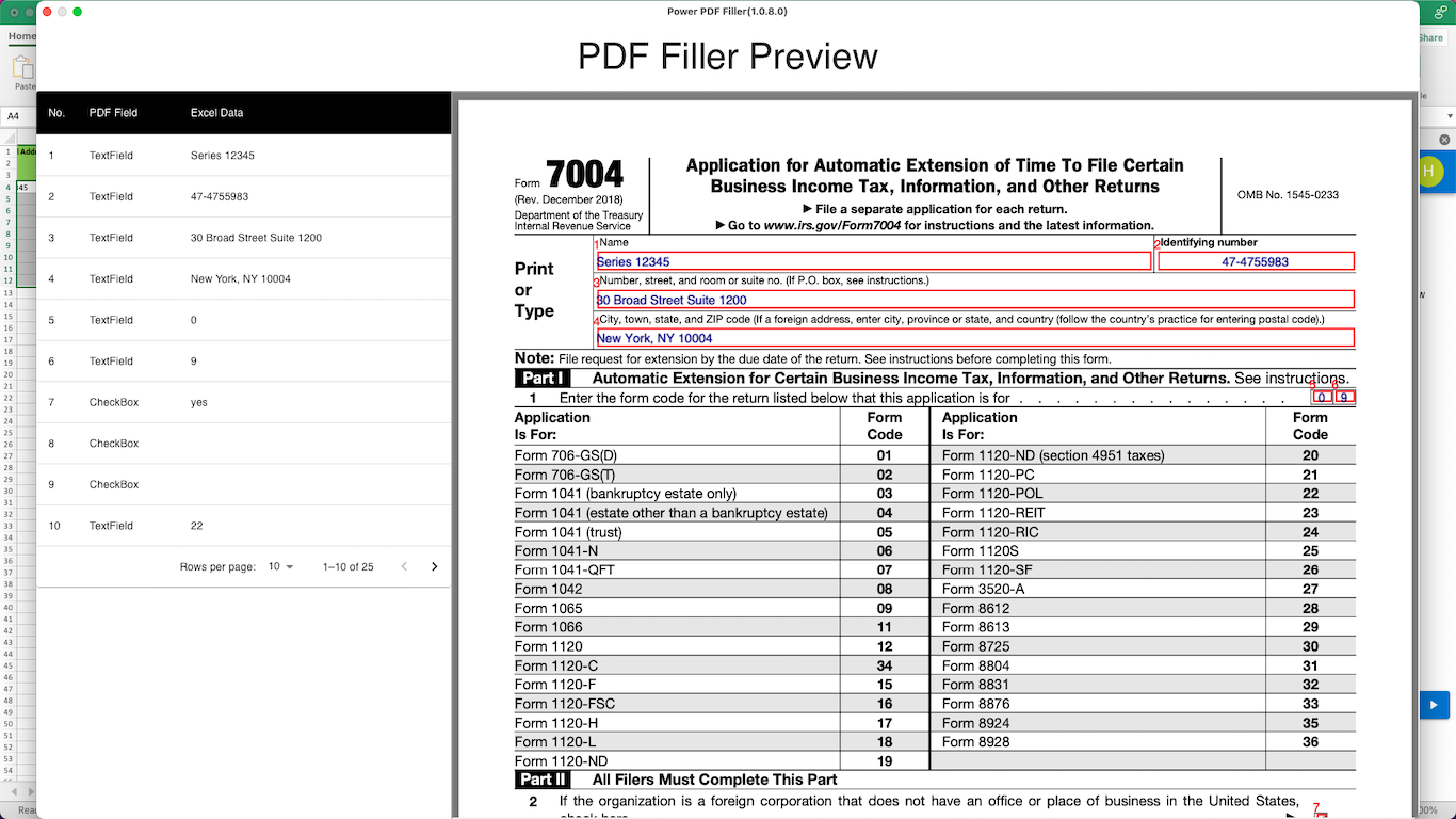 Step 3: Preview mapped data on the PDF form before batch filling